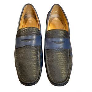Andrew Fezza Slip-On Loafer Driver Shoes Navy/Black Sz. 9.5 Dress Preppy